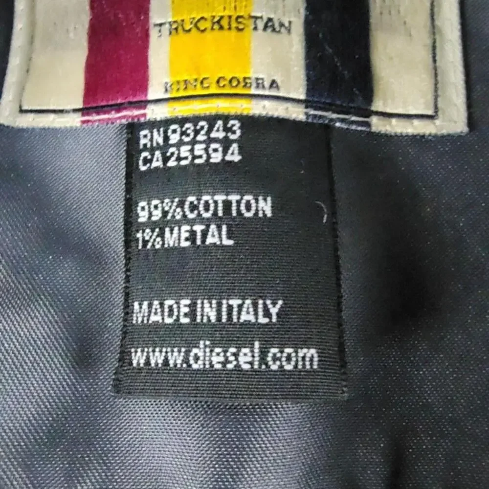 Diesel Blazer Mens L Gray Blue Gold Cotton Metal Sport Coat Jacket Italy HTF